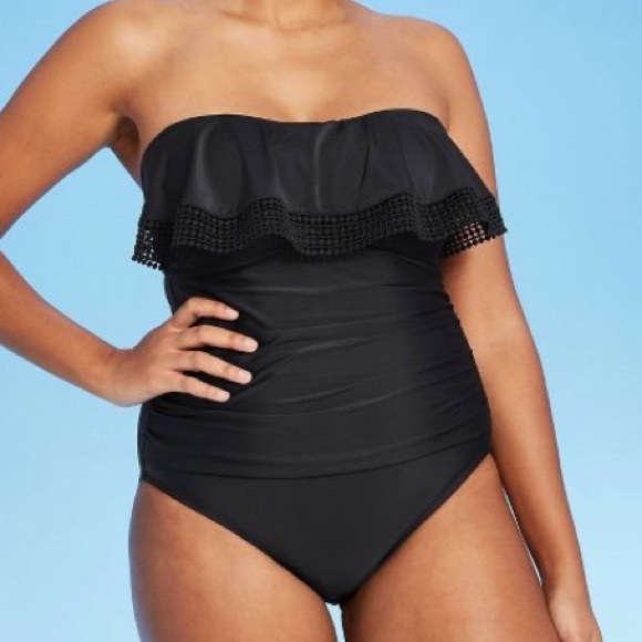 🖤KONA SOL🖤CROCHET FLOUNCE CLASSIC CROCHET STRAPLESS SWIMSUIT🖤 - Picture 2 of 10